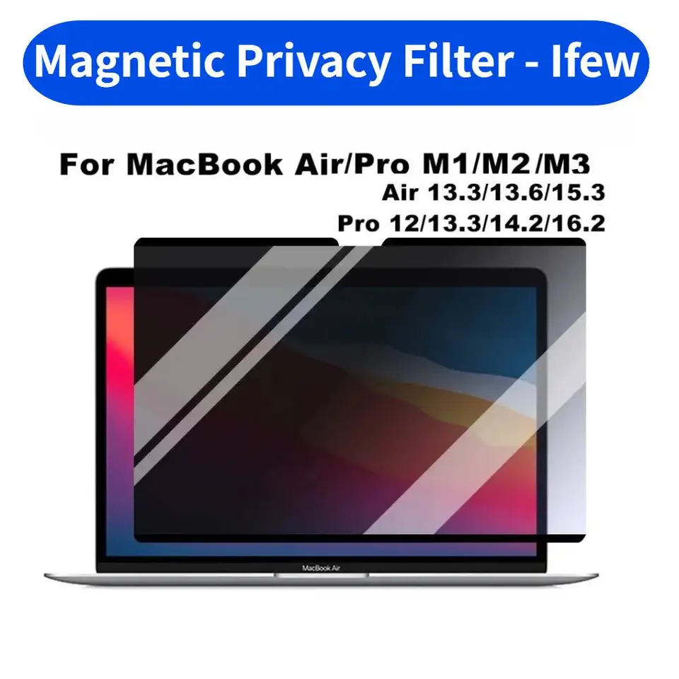 Filtro de privacidad magnético, protector de pantalla antivista para MacBook Air 13.6 15 M1 M2 M3 M4 Pro 14 16 A2780, película magnética para Mac