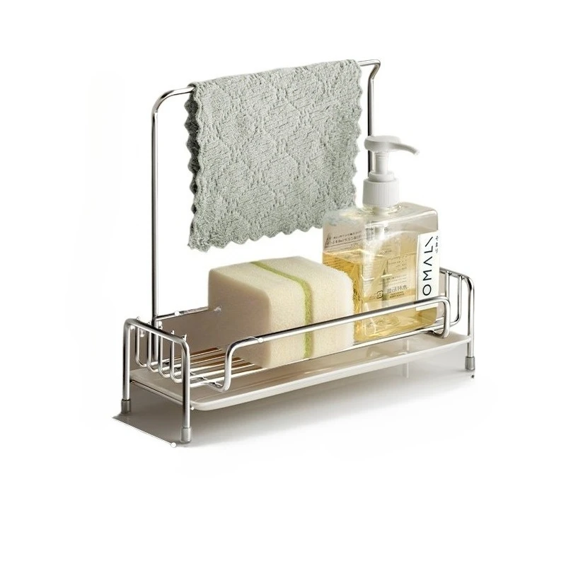 Kitchen rag drain rack, stainless steel storage basket, dishcloth storage rack, sink sink