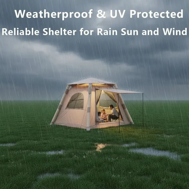 Weather-Resistant Sunproof Rainproof Custom Printing Camping Inflatable Tent for Family Camp