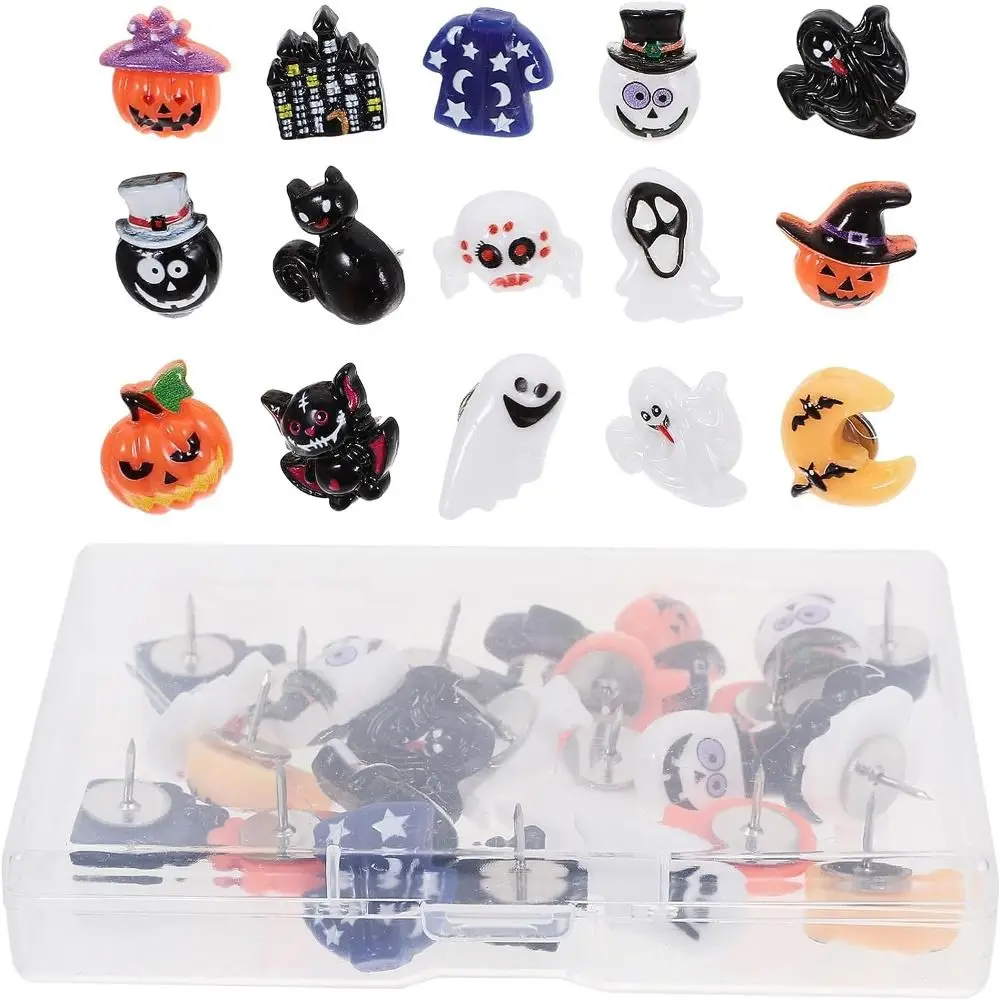 Binding Supplies Halloween Thumbtack Pins Thumb Tacks Paper Clips Halloween Push Pins Fixing Pins Metal Halloween Decor