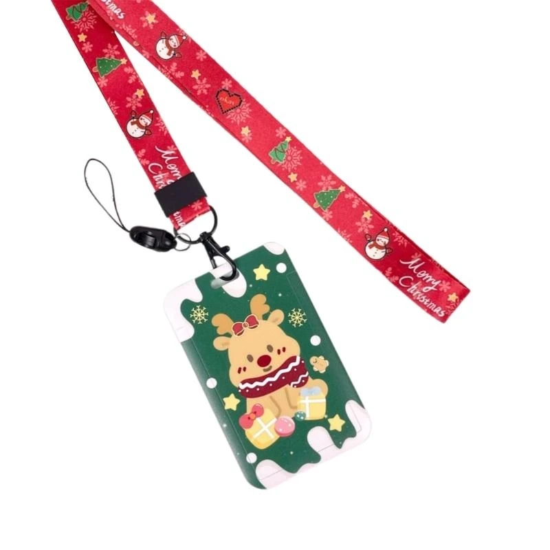 

Snowman Lanyard with Card Holder Beautiful Neck Strap Christmas Badge Holder Santa Card Holder for Nurses Students