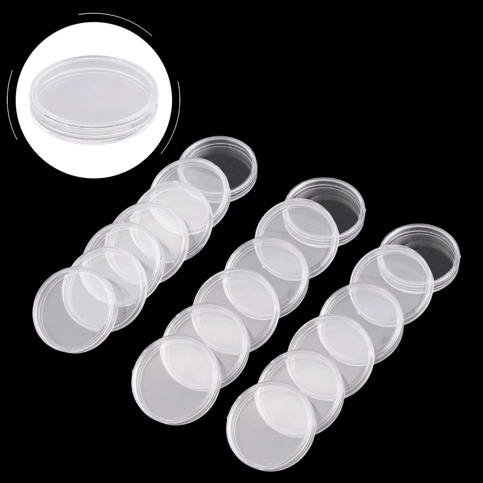 100pcs 28mm Coin Display Case Plastic Clear Coin Holder Display Capsules For Coin Collecting Coin Storage Box