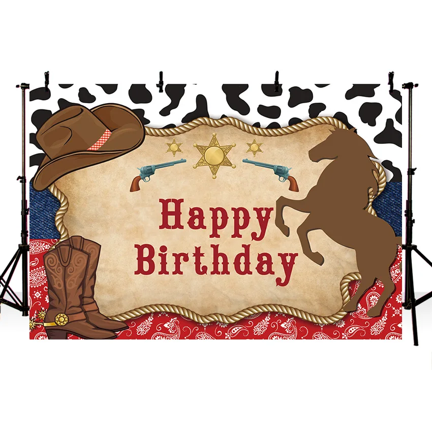 Mehofond Photography Background West Cowboy Western Horse Boots Boy Birthday Cake Smash Decor Backdrop Photo Studio Photozone