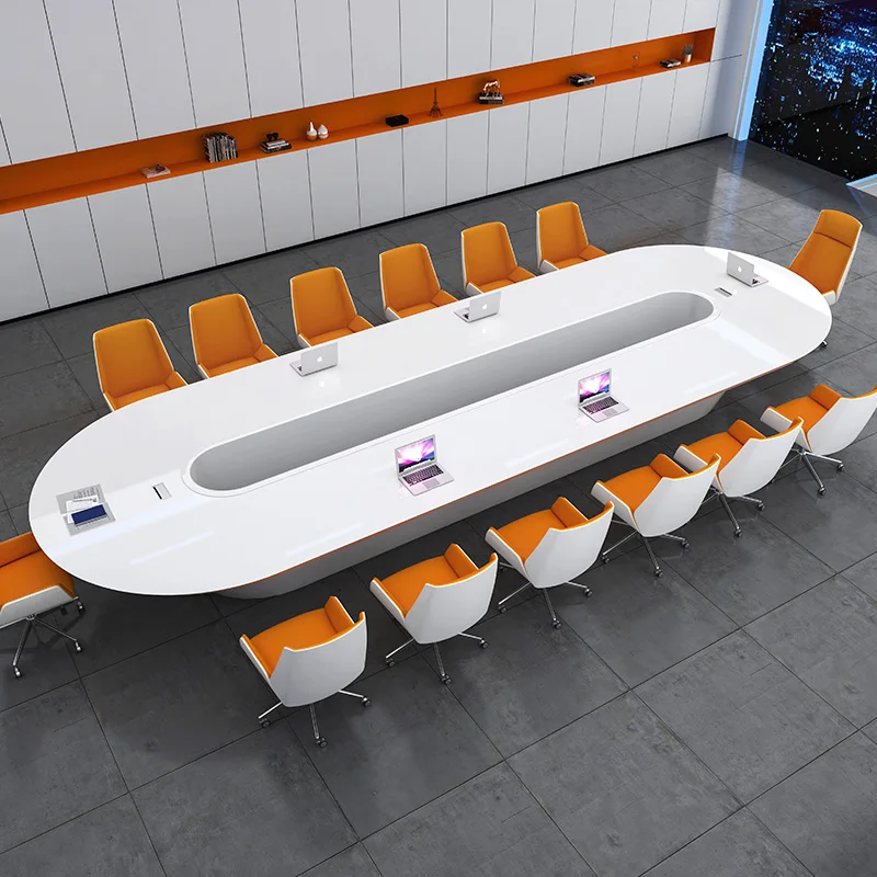 Modern Commercial Office Furniture Luxury big Conference Table round Meeting Table exchange study table executive desk Chair set