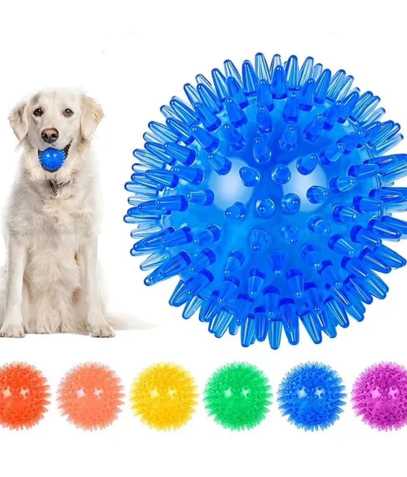 

Pet Dog Toys Cat Puppy Sounding Toy Polka Squeaky Tooth Cleaning Ball TPR Training Pet Teeth Chewing Toy Thorn Balls Accessories