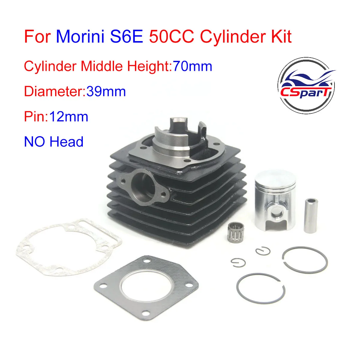 39MM 50CC Bore Cylinder Piston Kit For Franco Morini S6E Malaguti Grizzly Lem Huskyboy mini Rx