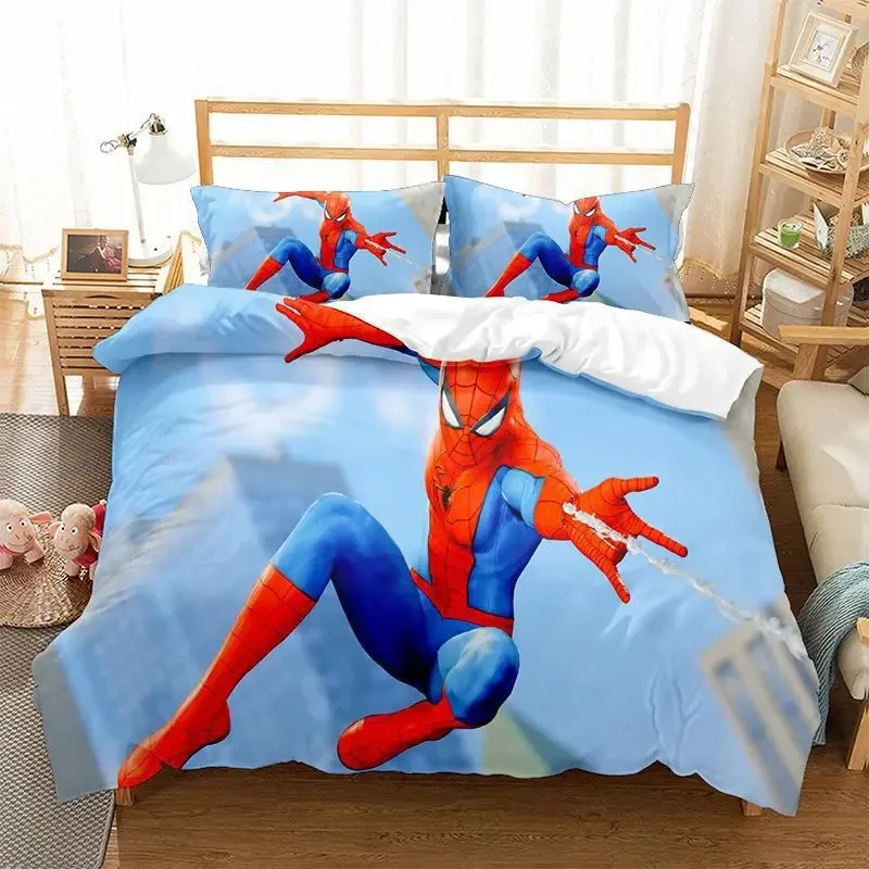 Marvel Spider-Man Quilt Cover Pillowcase (No Filler) Gift Home Kids Bedding Set Microfiber Fabric, Bedroom Decoration 2/3pcs