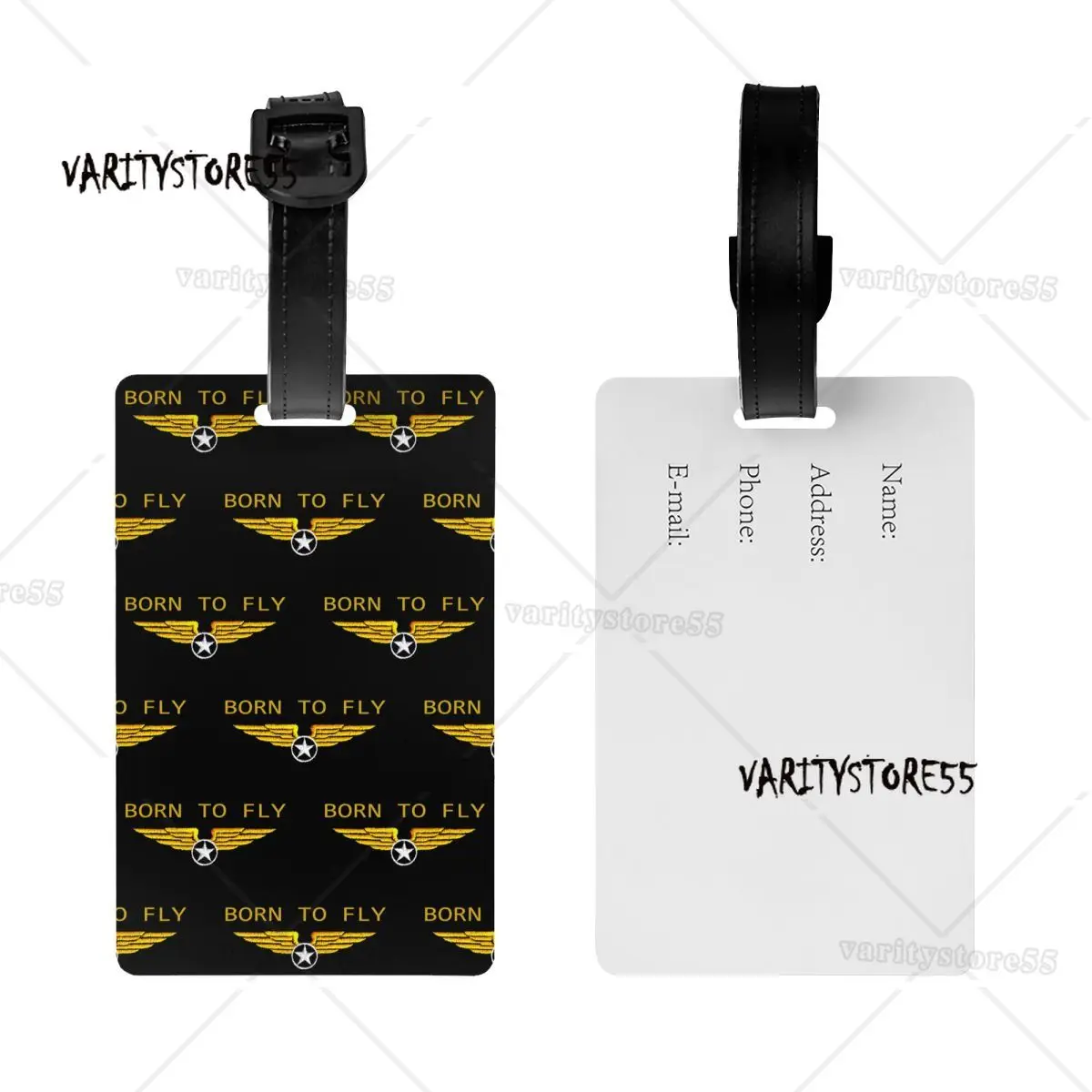 Born To Fly Flight Pilot Luggage Tag Custom Flying Aviation Aviator Baggage Tags Privacy Cover ID Label