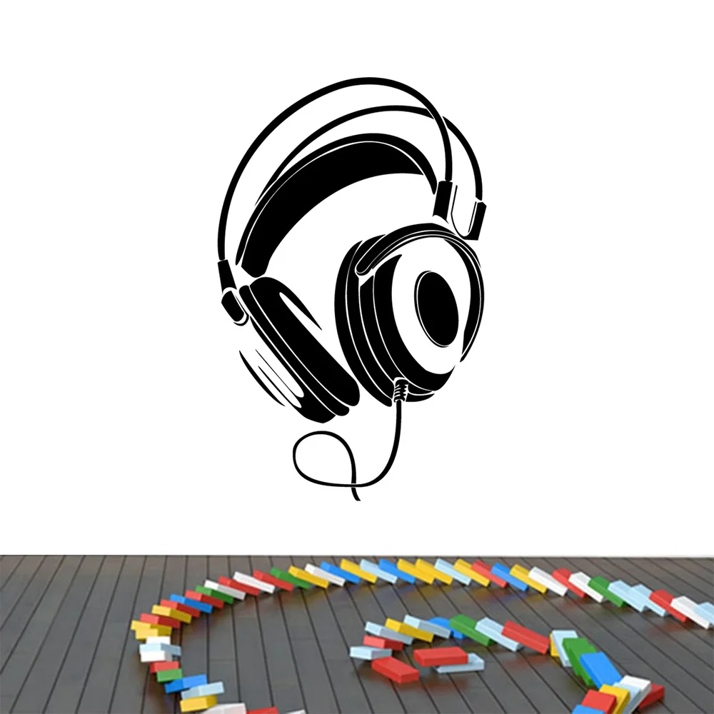 Music DJ Headphones Wall Stickers Boys Room Wall Decor Vinyl Decals Fashion Design Home Decoration