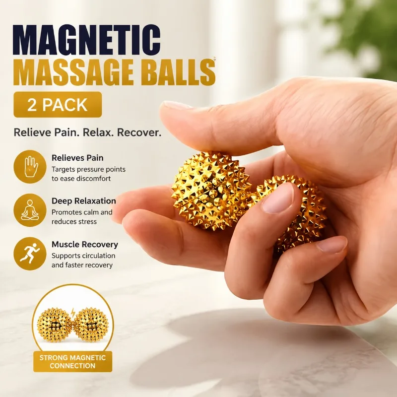 2 Pack Magnetic Acupressure Massage Balls, Metal Manual Hand Foot Back Massager for Pain Relief, Relaxation, Muscle Recovery,