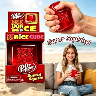 Schylling Nee Doh Jellyfish & Cube Squish Toy, Soft Jelly Squeeze Stress Relief Fidget Toy, Sensory NeeDoh for Kids & Adults