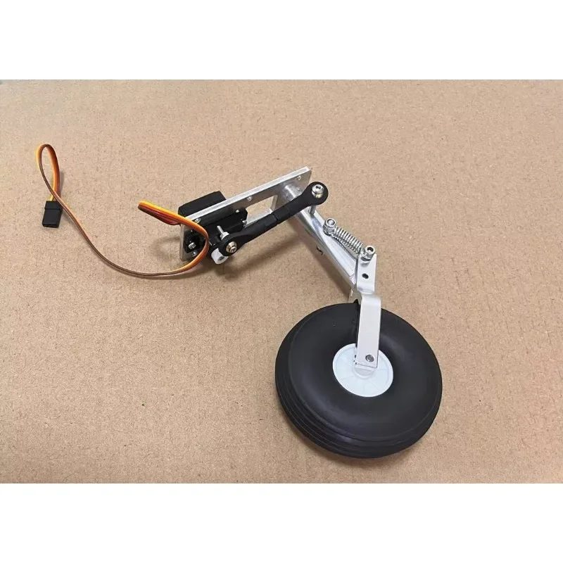 Double Spring Kneel Landing Gear 115/125/130mm with PU Wheels, Steerable with 12g Steering Gear 3-8kg DIY Accessories