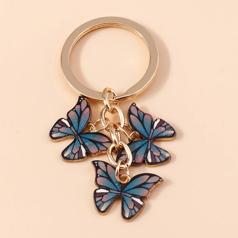 

Delicate Enamel Butterfly Keychain Charms Animal Keyrings for Women Men Handbag Pendant DIY Keyrings Jewelry Accessories