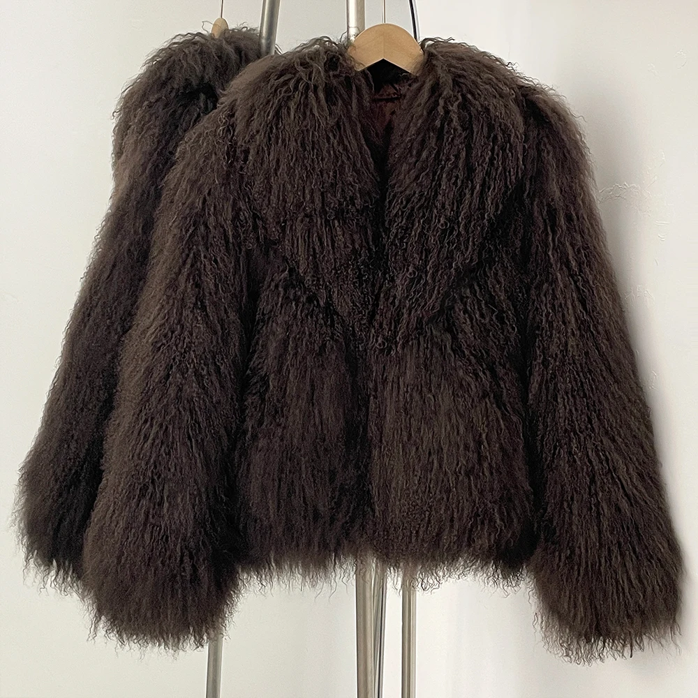 OFTBUY Natural Mongolia Sheep Fur Coat 2025 Winter Clothing Women Fashion Warm Thick Clothes Lady Elegant Real Fur Coat Female