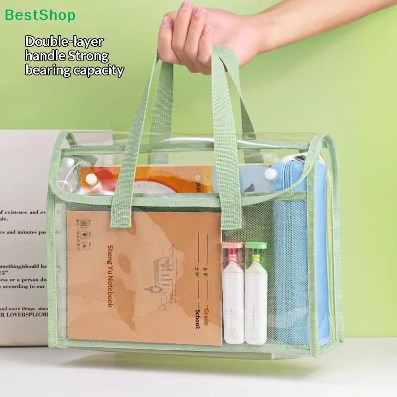 ♬Large Capacity Portable Transparent Waterproof Handheld Folder, Expandable File Storage Bag, PVC Self-adhesive File Bag