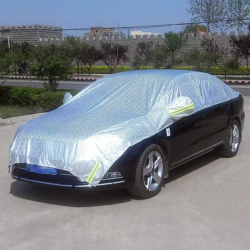

Aluminum Film Half Car Body Cover - Waterproof Dustproof UV & Snow Resistant for Sedans Protects Windshield and Roof