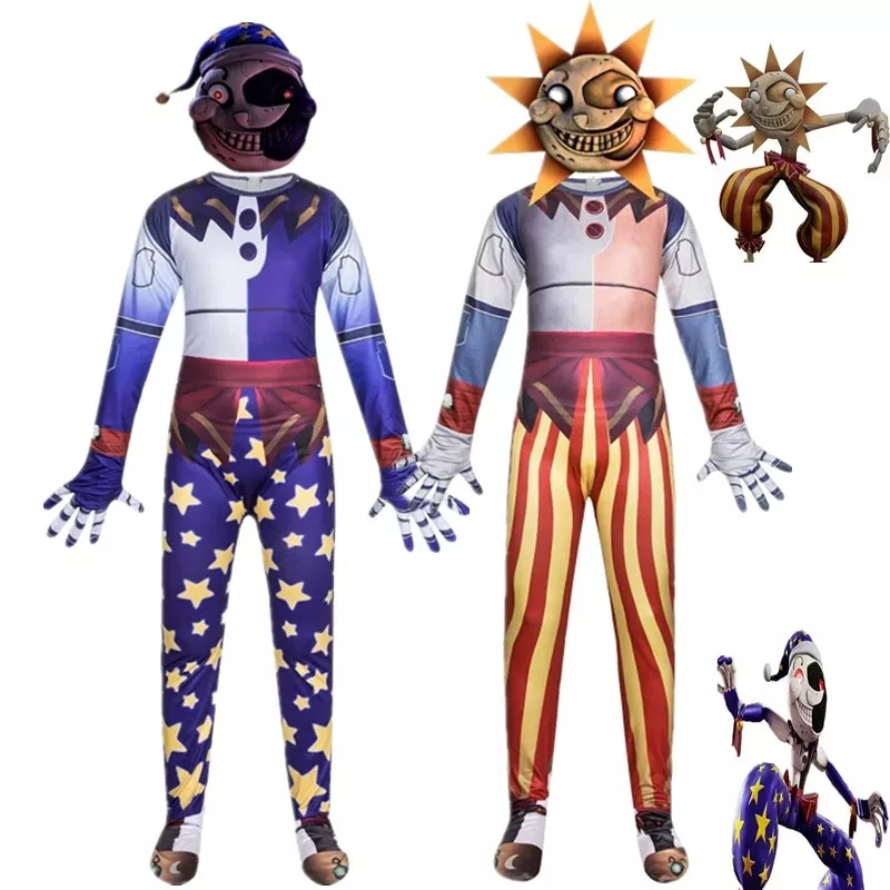 Sundrop Và Moondrop FNAF Trang Phục Hóa Trang Trẻ Em Anime Jumpsuit, Mặt Nạ Halloween Giáng Sinh Sinh Nhật Trang Phục Hóa Trang