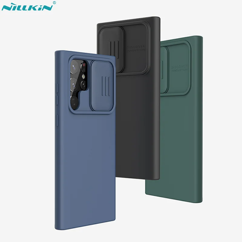 Nillkin Case for Samsung Galaxy S22 Ultra Cover CamShield Silky Silicone Case Slide Camera Lens Protection Cover S22 Ultra