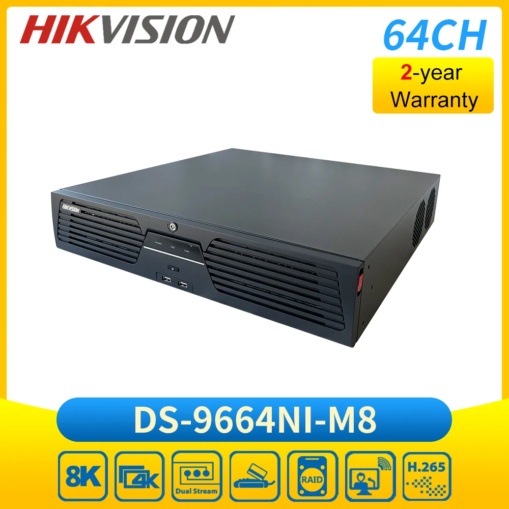 Hikvision DS-9664NI-M8 64ch NVR 2U 8K 32mp HDMI RAID POS Network Video Recorder