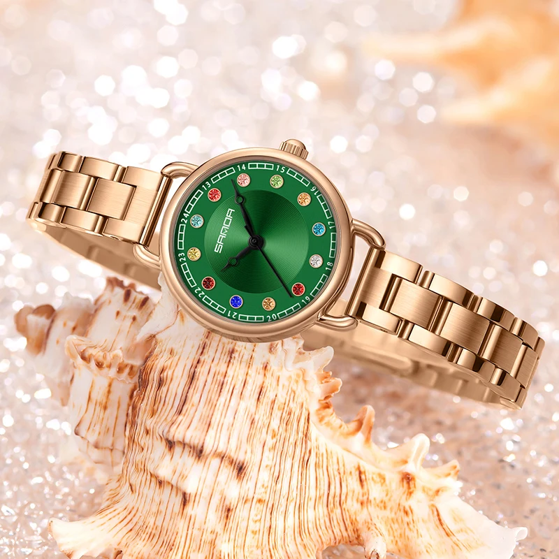 Женские часы в стиле ретро с золотым маленьким циферблатом, модные водонепроницаемые часы с бриллиантами для женщин и девочек, дорожные женские кварцевые наручные часы Reloj