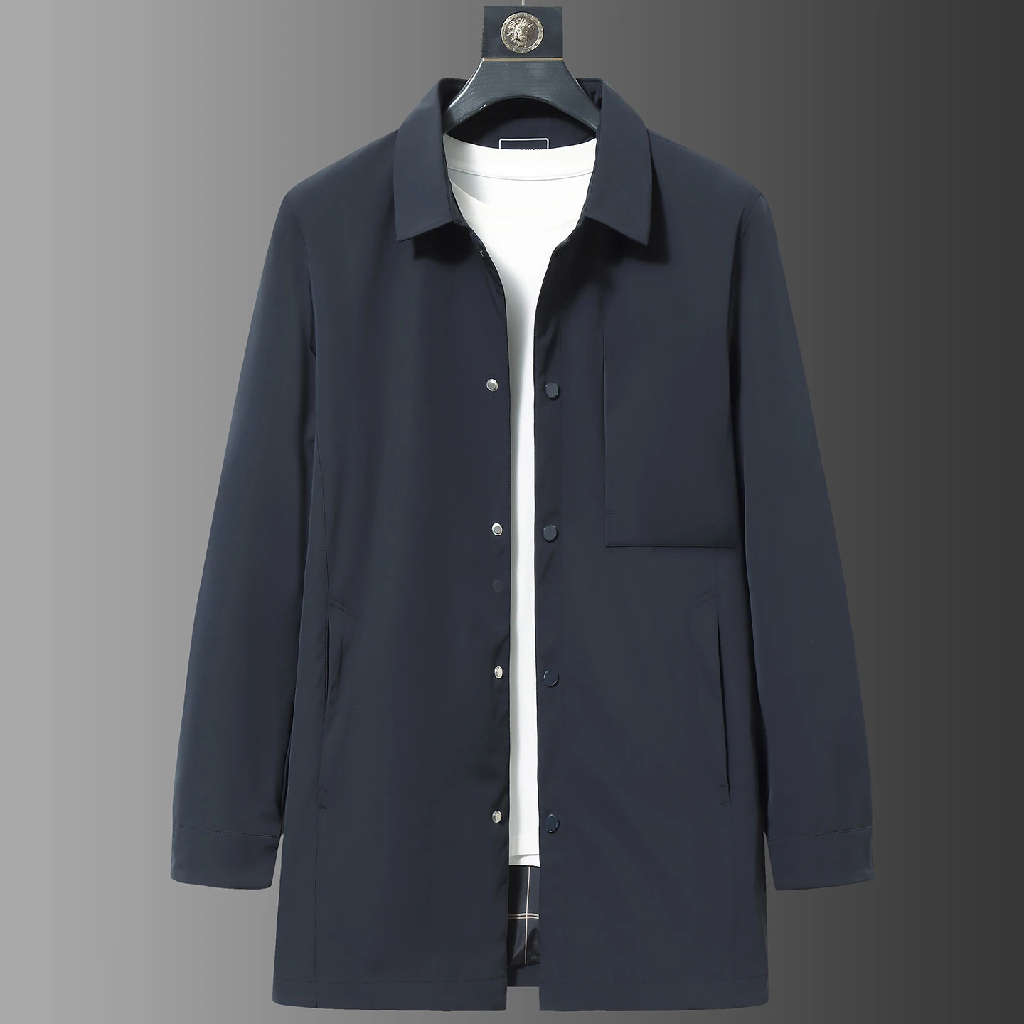 

Men's Mid-Length Windbreaker Coat Autumn Winter plus Size Casual Busin Sle Windproof Faux Fur Collar Jaet