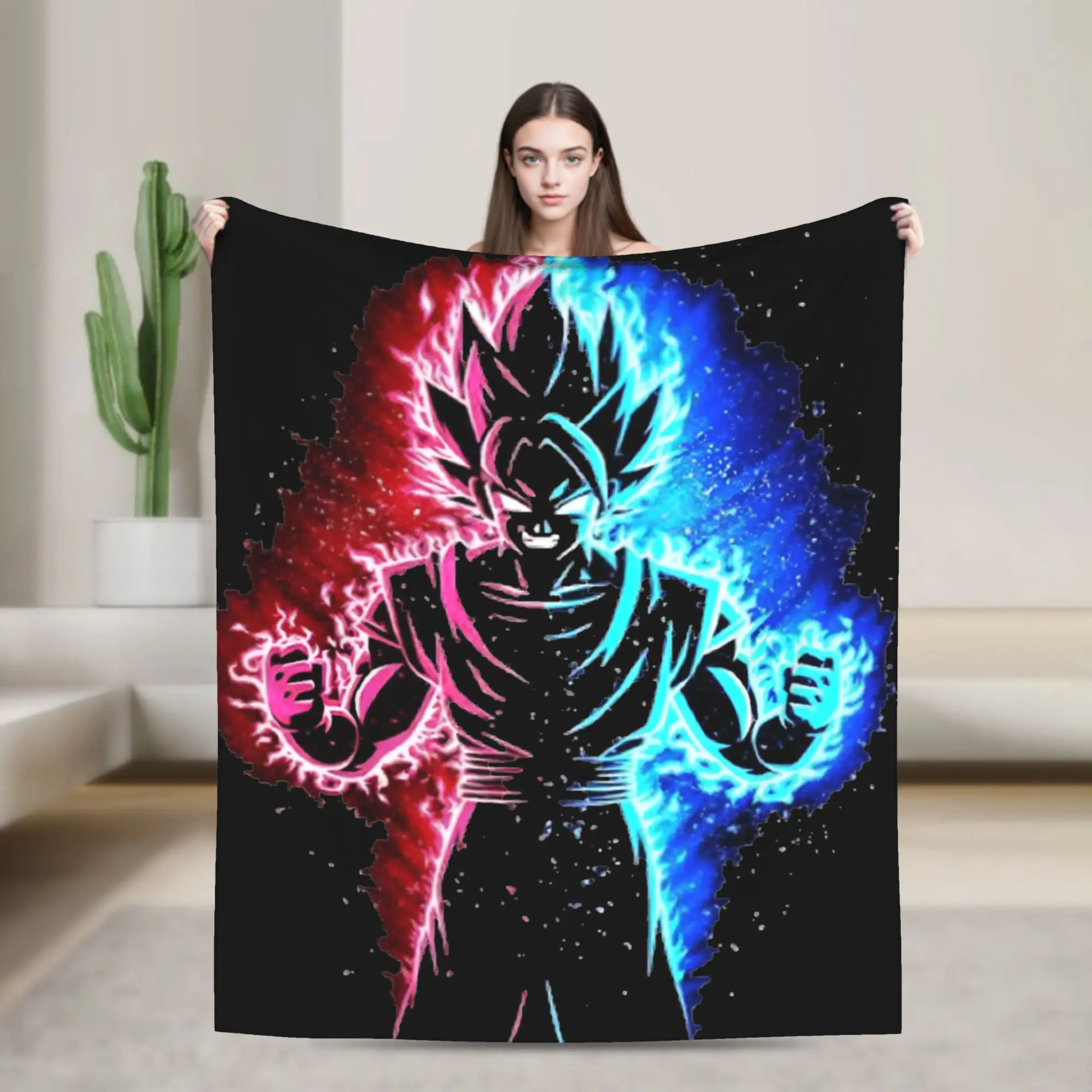 

Goku Energy Dragon Ball Z Blanket Cover Fuzzy Throw Blanket Bedroom Sofa Printed Lightweight Bedsprea