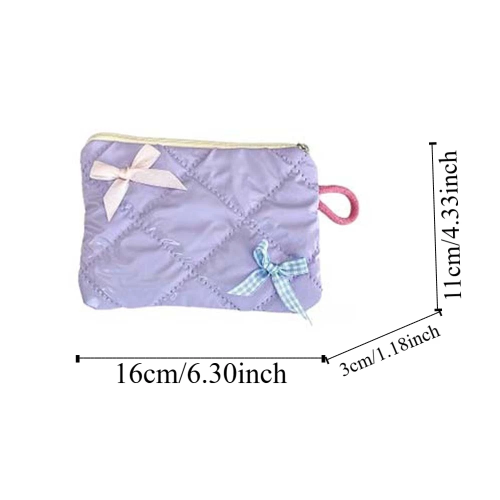 Mini sac de rangement monocouche pour tampons, ensemble de 2 pièces, tissu écossais cousu, nœud en coton, porte-monnaie pour bonbons, style coréen, pour poudres de maquillage