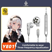 2023 LUN SHENG New YE01 Flat Headphone Dynamic LCP HD Diaphragm MMCX Interface With Mic Interchangeable Cable Plug Hifi Headset
