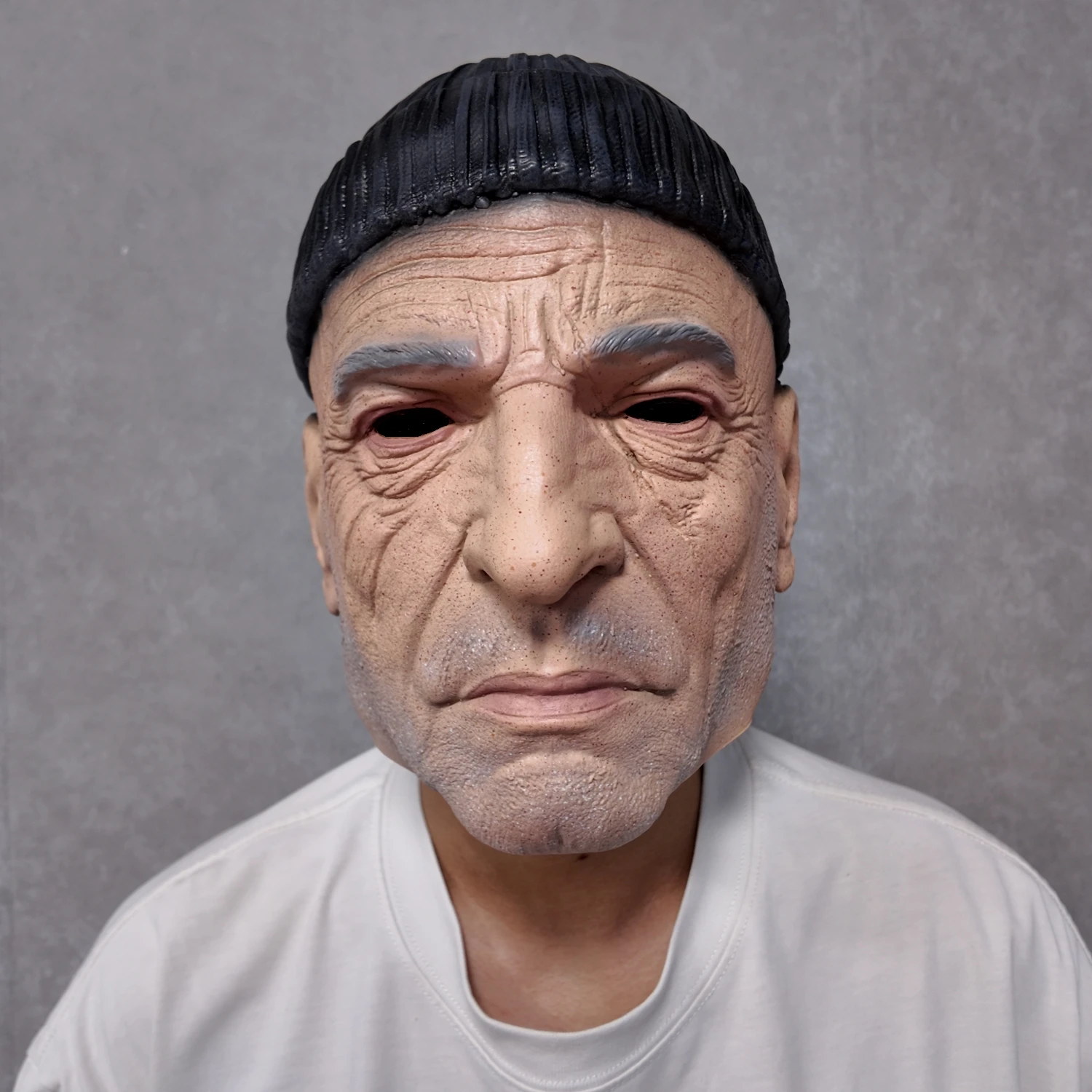 Máscara de Látex Realista de Anciano – Estilo Tío Griss, Máscara Completa con Arrugas, Gorro Negro de Abuelo, Disfraz de Cosplay para Halloween, Fiesta de Disfraces