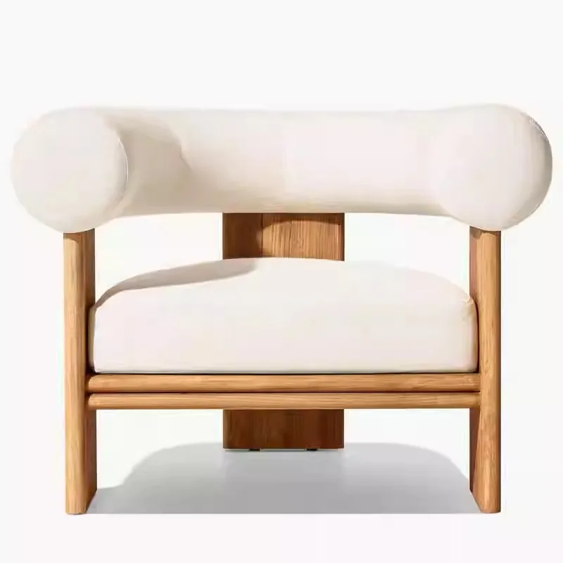 

Nordic outdoor teak sofa villa courtyard open-air balcony simple design modern style aluminum alloy furniture combination