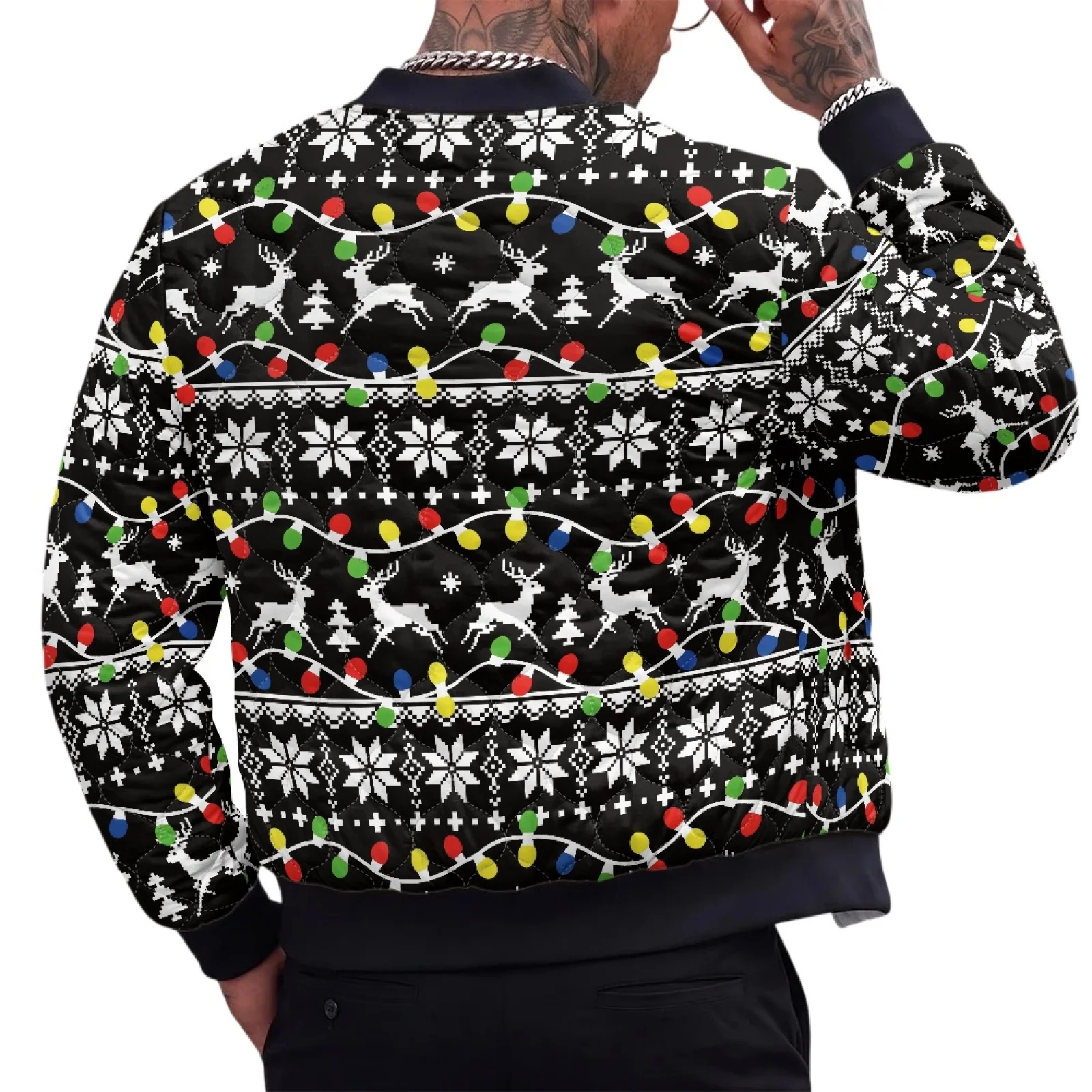 PENSTROLL Chrismas Men Winter Light Padded Zip up Outer Jacket Comfortable Outerwear Coat for Work