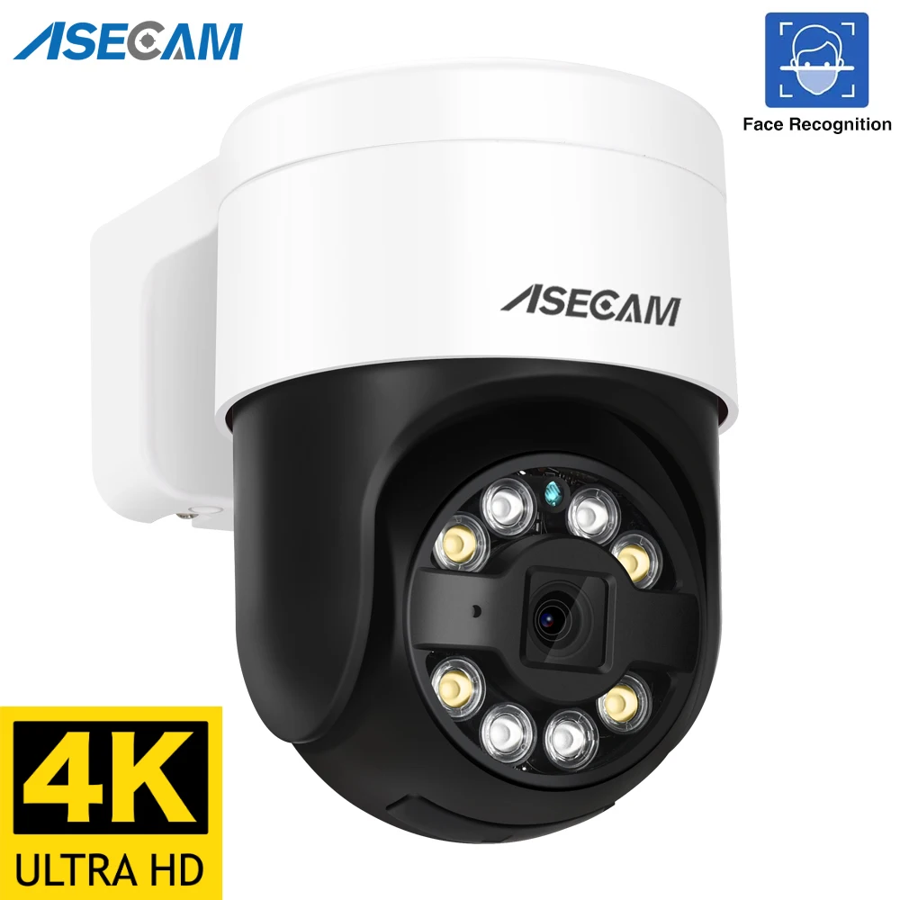 ASECAM 8MP 4K PTZ IP Camera Outdoor AI Face Detection Audio POE H.265 Onvif CCTV RTSP Humanoid Detection Security Camera