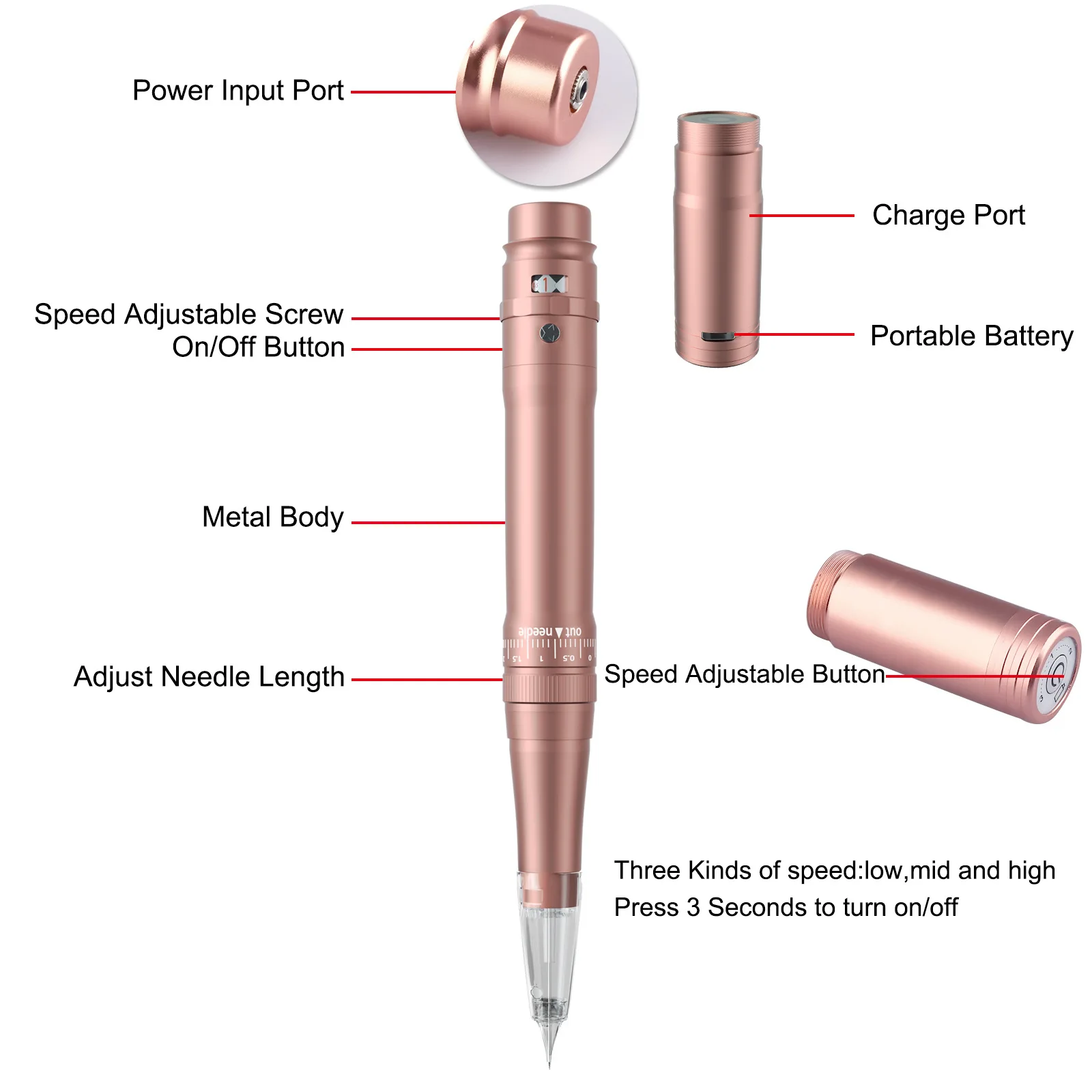 Eyeliner lip floating integrated eyebrow tattoo machine wireless embroidery bayonet needle set