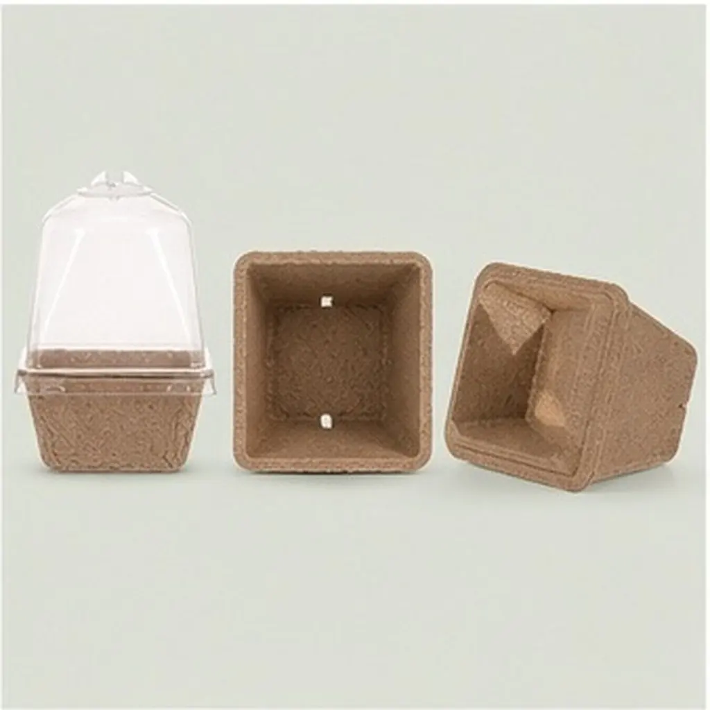 36Pcs Nursery Pots Paper Pulp Square Seedling Ventilation Lids Bulk Planting Greenhouse Essentials Gardening