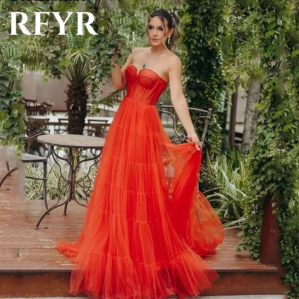 

RFYR Orange فساتين مناسبة رسمية Sweetheart Evening Dresses Beach Prom Dresses 2024 Tulle Floor Length Celebrity Party Dresses