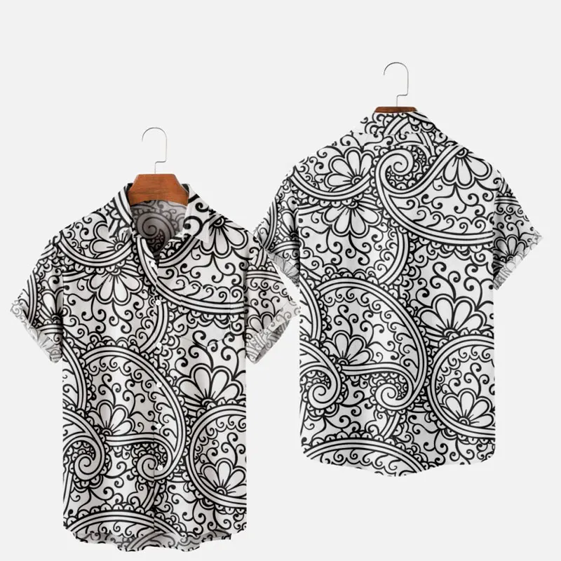 

Men's Fashion Y2K T-Shirts Hawaiian Shirt Samoan Texture 3D Print Cozy Casual Short Sleeve Beach Oversized Clothes 07