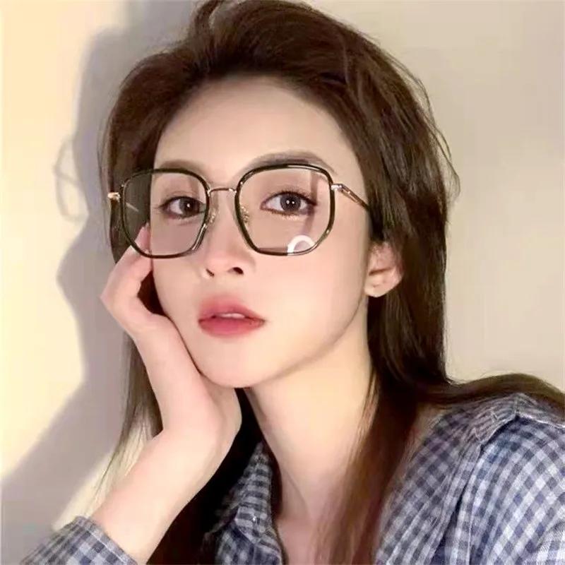 Green Frame Thin Anti-Blue Light Anti-Radiation Glasses Myopia Women Can Match Degree Korean Style Tide Eye Protection Wholesale