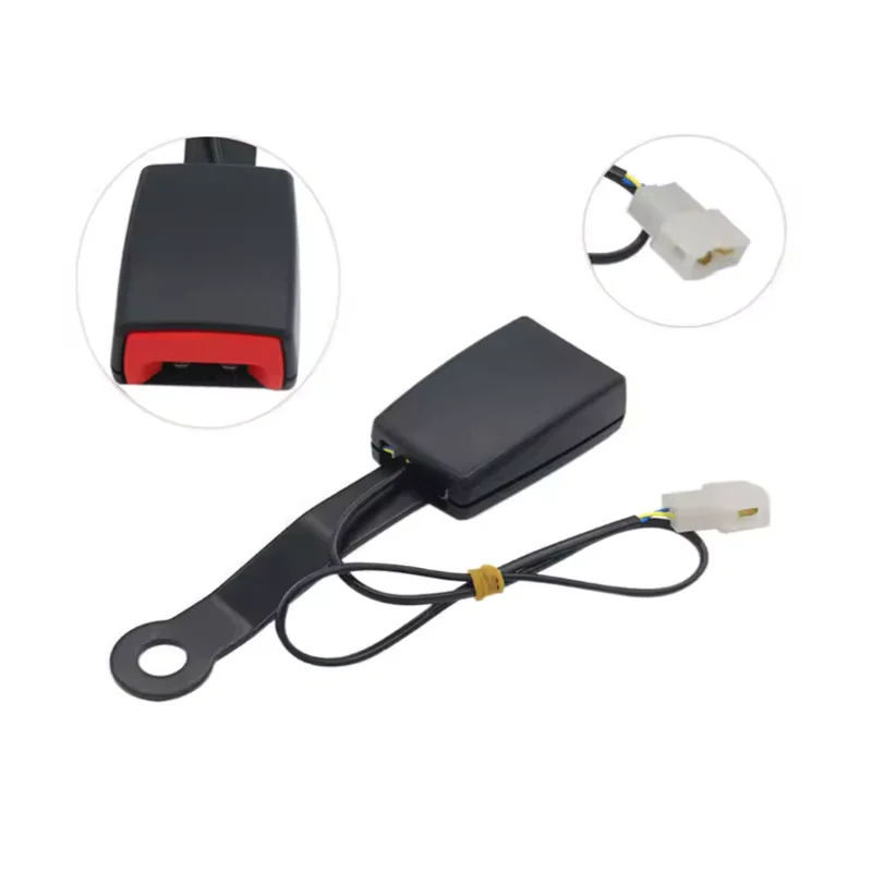 Universal Car Seat Belt Extender Safety Seatbelt Socket Plug Connector Car Seatbelt Accessories with Warning Cable Black 7/8