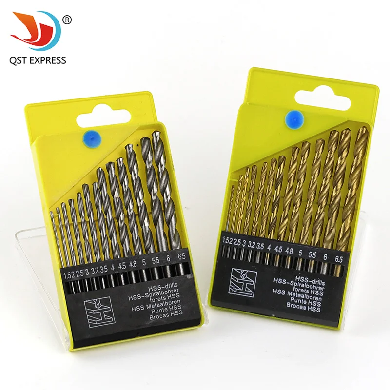 13 Pieces high-Speed Steel Round Drill Bit Set Spiral Drill Bit Suitable for Drilling Tasks  Range From 1.5  to 6.5 Millimeters
