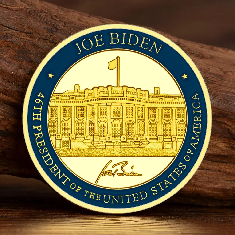 46th President of The USA Joe Biden Souvenir Coin White House Golden Plated Collectible Coins Creative Gift