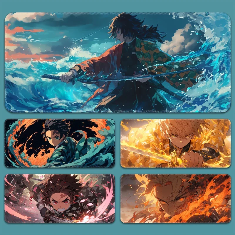 Alfombrilla de ratón de cuero de gran tamaño Demon Slayer, dibujos animados japoneses de Anime para niños y hombres, alfombrilla para teclado de ordenador, mantel individual para jugador de juegos y PC