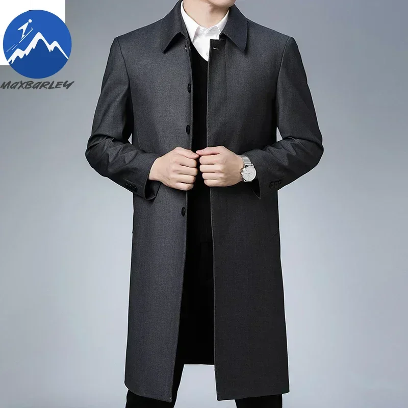 

Light Luxury Long Jacket Men's Winter Business Casual Comfortable Windproof Warm Trench Coat British Streetwear Suit Male Coat