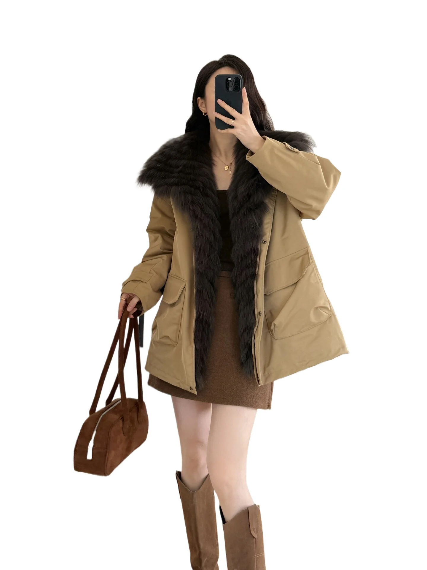 Wilderness Warm Sun 2025 Winter New Placket Fox Hair Removable Goose Down Jacket Pie Overcome Jacket Women