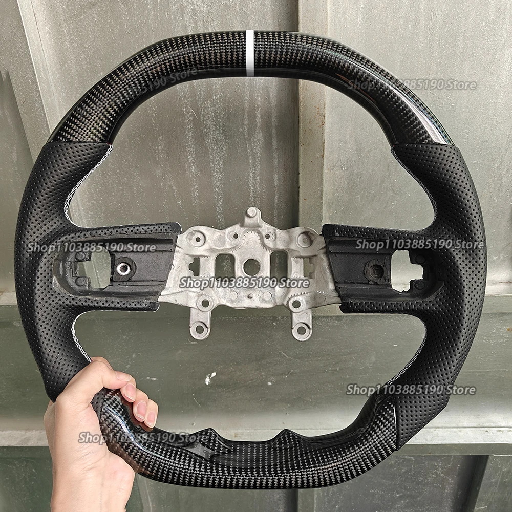 

Для Jeep Wrangler JL Gladiator 2018-2023 настоящее углеродное волокно ручной работы по индивидуальному заказу с подогревом белые полосы рулевое колесо автомобильный аксессуар