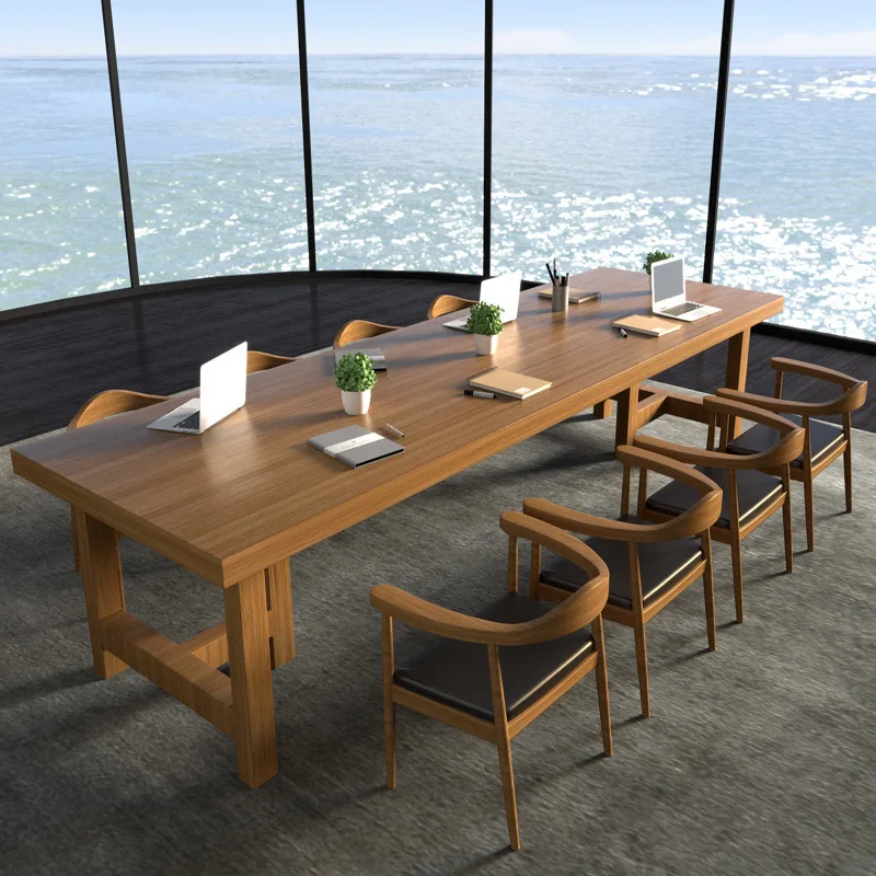 

Solid wood conference table, simple modern long desk, multi-person computer table, large negotiation table and chair c