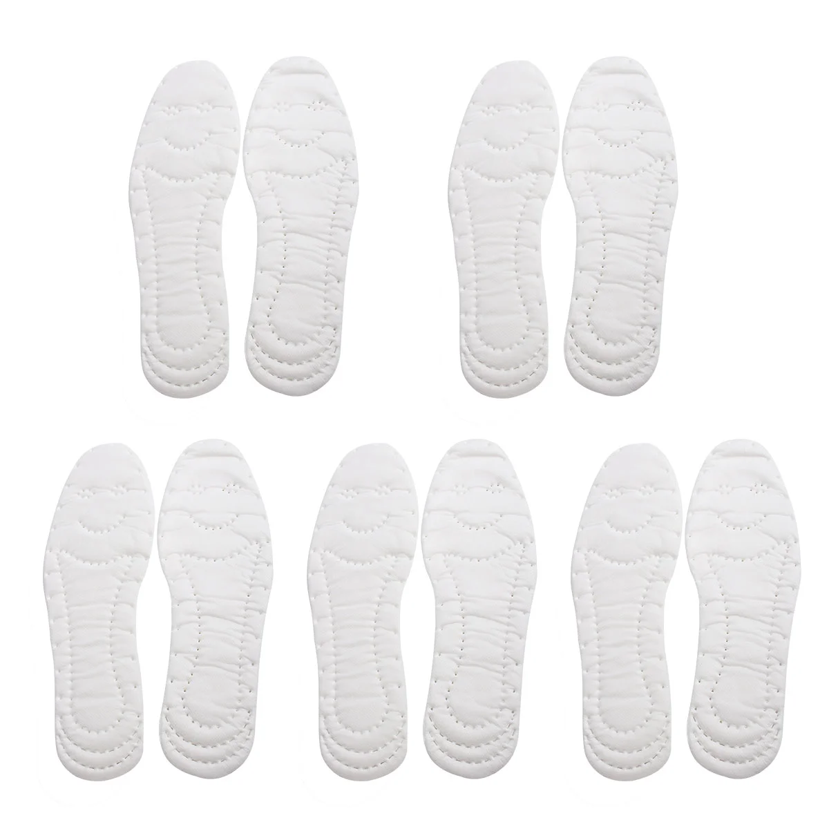 5 Pairs Pressure Relief Insoles Shoe Inserts Breathable Cotton Soft Barefoot White