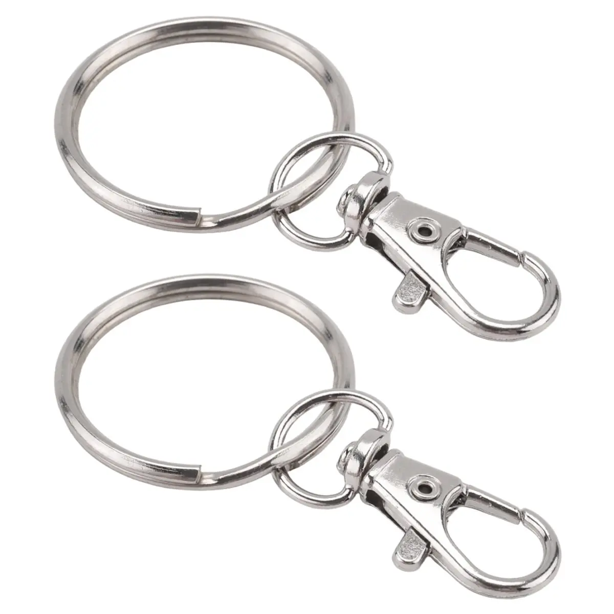 NEWSilver Tone Metal Trigger Lobster Clasp Key Chain Keyring 2 Pcs