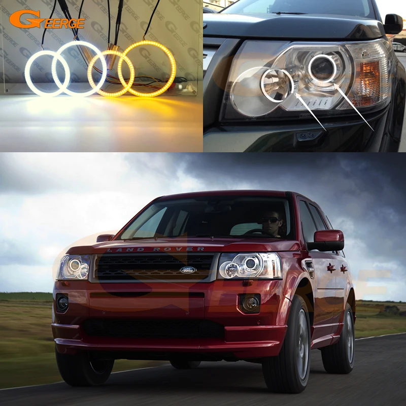 

For Land Rover Freelander 2 LR2 L359 2006 - 2011 Ultra Bright Dual Color Day Light Turn Signal LED Angel Eyes Kit Halo Rings