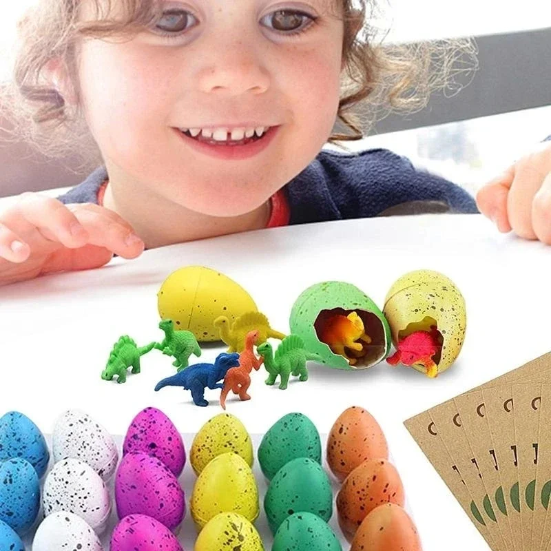 24 Pack Dinosaur Growing Eggs Hatching Dino Egg Grow In Water Crack With Assorted Color For Over 3 Years Old Toddlers Toy Gift