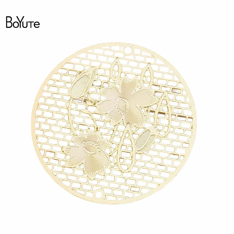 

BoYuTe (20 Pieces/Lot) 36MM Brass Filigree Lotus Flower Pendant Sheet for Necklace Jewelry Making Diy Materials